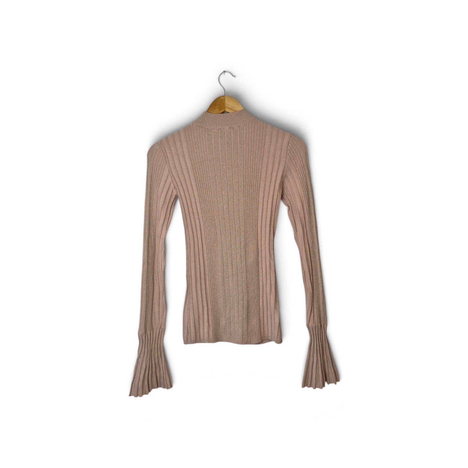 Jersey de Canalé con Cuello Perky y Mangas Acampanadas - Rosa Empolvado — foto 2