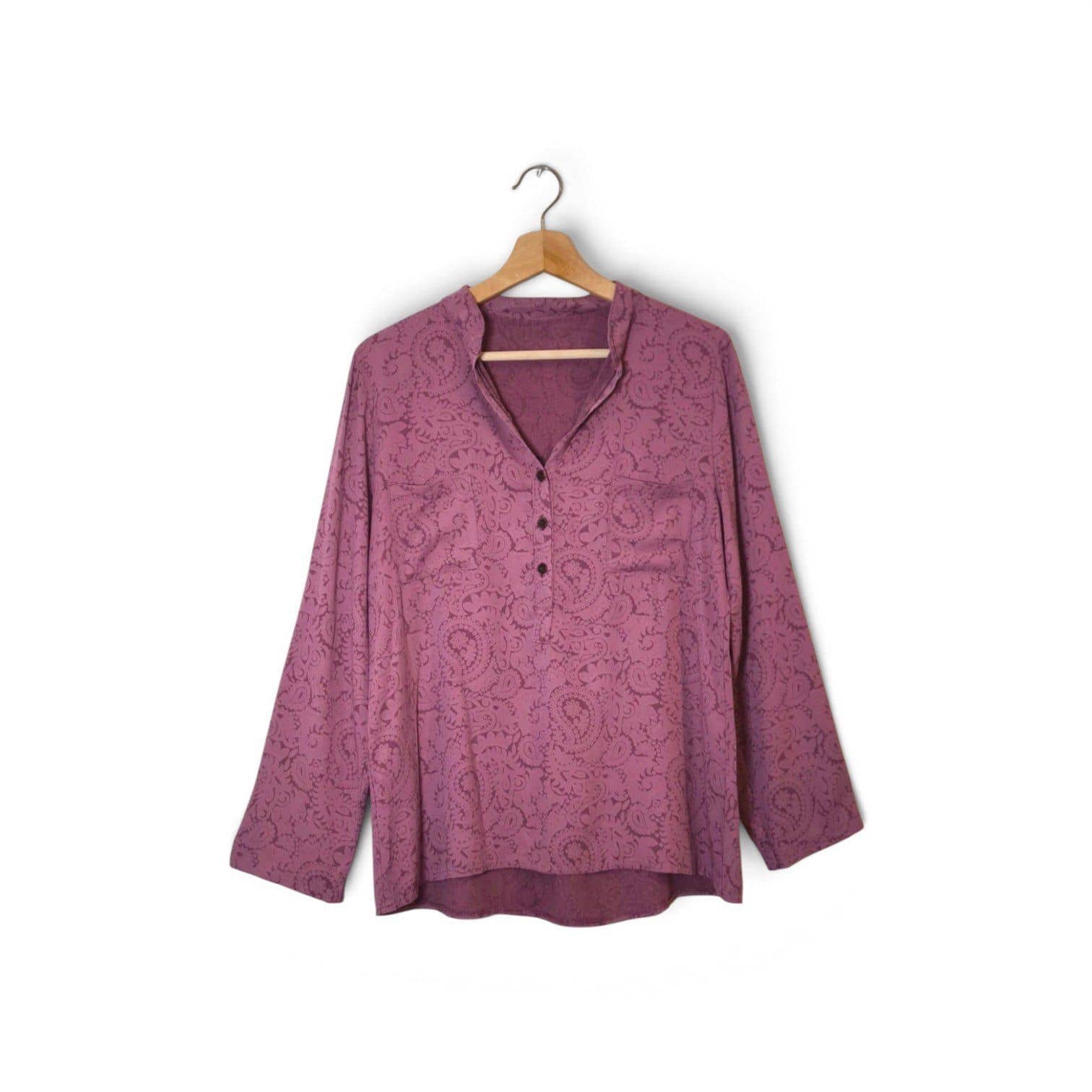 Blusa Manga Larga de Escote en V - Tono Malva/Morado